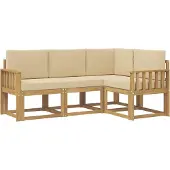 vidaXL Set di divani da esterno, 4 pezzi, bianco e beige