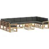 vidaXL Set da salotto da esterno, 11 pezzi, bianco e antracite
