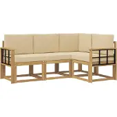 vidaXL Set di divani da esterno, 4 pezzi, bianco e beige