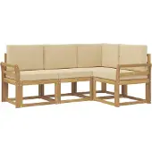 vidaXL Set di divani da esterno, 4 pezzi, bianco e beige