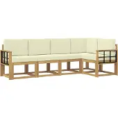 vidaXL Set da salotto da esterno , 5 pezzi, bianco e crema