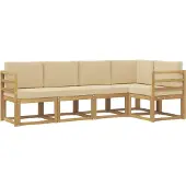 vidaXL Set di divani da esterno, 5 pezzi, bianco e beige