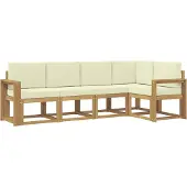 vidaXL Set da salotto da esterno , 5 pezzi, bianco e crema