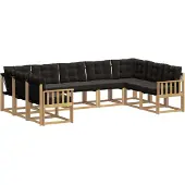 vidaXL Set da salotto da esterno, 9 pezzi, bianco e nero