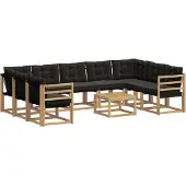 vidaXL Set di divani da esterno, 10 pezzi, bianco e nero