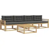 vidaXL Set di divani da esterno, 4 pezzi, bianco e antracite