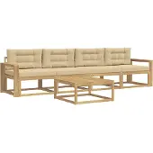 vidaXL Set di divani da esterno, 4 pezzi, bianco e beige