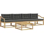 vidaXL Set di divani da esterno, 4 pezzi, bianco e antracite