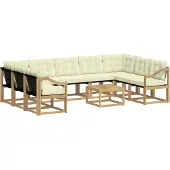 vidaXL Set da salotto da esterno, 10 pezzi, bianco e crema