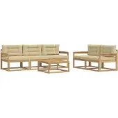 vidaXL Set di divani da esterno, 6 pezzi, bianco e beige