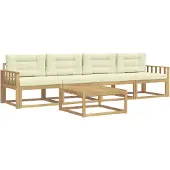 vidaXL Set di divani da esterno, 4 pezzi, bianco e crema