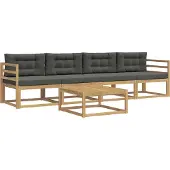 vidaXL Set di divani da esterno, 4 pezzi, bianco e antracite