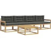 vidaXL Set di divani da esterno, 4 pezzi, bianco e antracite