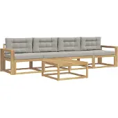 vidaXL Set di divani da esterno, 4 pezzi, bianco e grigio chiaro