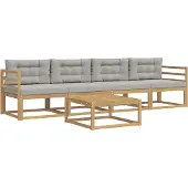 vidaXL Set di divani da esterno, 4 pezzi, bianco e grigio chiaro
