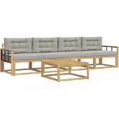 vidaXL Set di divani da esterno, 4 pezzi, bianco e grigio chiaro