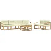 vidaXL Set di divani da esterno, 6 pezzi, bianco e crema