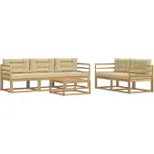 vidaXL Set di divani da esterno, 6 pezzi, bianco e beige