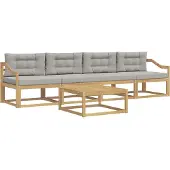 vidaXL Set di divani da esterno, 4 pezzi, bianco e grigio chiaro