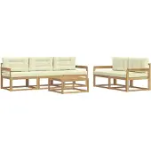 vidaXL Set di divani da esterno, 6 pezzi, bianco e crema