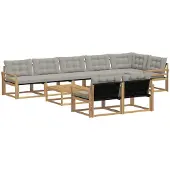 vidaXL Set da salotto da esterno, 9 pezzi, bianco e grigio chiaro