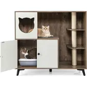 Northix Lettiera per gatti con 3 tiragraffi in sisal, grigio/bianco
