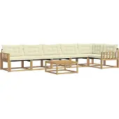 vidaXL Set da salotto da esterno , 7 pezzi, bianco e crema