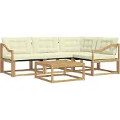 vidaXL Set da salotto da esterno , 5 pezzi, bianco e crema