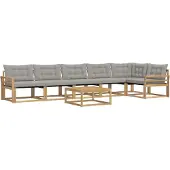 vidaXL Set da salotto da esterno, 7 pezzi, bianco e grigio chiaro