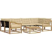 vidaXL Set da salotto da esterno , 7 pezzi, bianco e beige