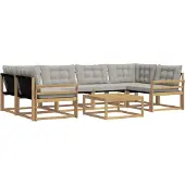 vidaXL Set da salotto da esterno, 7 pezzi, bianco e grigio chiaro