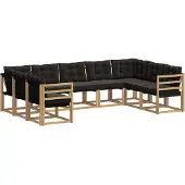vidaXL Set da salotto da esterno, 9 pezzi, bianco e nero