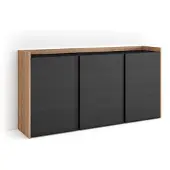 Skraut Home Credenza effetto legno nero e rovere 156x35x80cm con Led