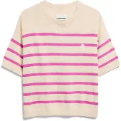 Armedangels Women's Stripe Linen Blend Sweater Maglione Donna (S, beige/fuchsia)