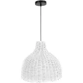 VIVANNO Lampada a sospensione HORA in rattan bianco 48x35 cm ##