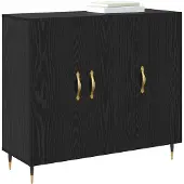 Syfax Credenza Rovere Nero 90 x 34 x 80 cm Legno multistrato