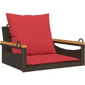 vidaXL Sedia sospesa con cuscini, marrone, 63x62x40 cm, rattan sintetico