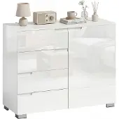 HOMCOM Comò a 4 cassetti, credenza con 1 anta e ripiano regolabile