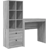 Syfax Scrivania con cassetto con lo scaffale 2 pcs Grigio Sonoma