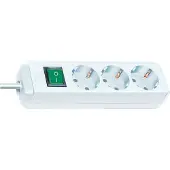 Brennenstuhl Eco-Line: striscia di prese con interruttore a 3 vie bianco 1,5 m H05VV-F 3G1,5, 1152320015