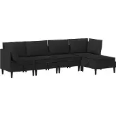 vidaXL Set da salotto , 5 pezzi, tessuto nero