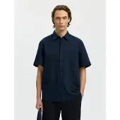 Selected Camicia In Misto Lino Uomini Blu XXL