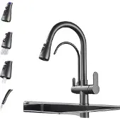 OEM Rubinetto, doppia maniglia, erogatore estraibile, grigio