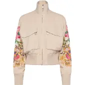 Desigual , giacca patch fiori, Donna, Viscosa, Bianco, L