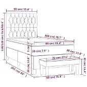 vidaXL Letto a molle con materasso nero 90x200 cm in tessuto
