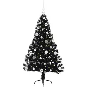 vidaXL Albero di Natale artificiale preilluminato nero 150 cm PVC