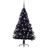 vidaXL Albero di Natale artificiale preilluminato nero 150 cm PVC