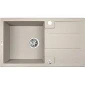 Laveo Lavello di design in granito a 1 vasca con scolapiatti Beige