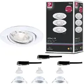 Paulmann Lampada a incasso BASE bianca Ø 9 cm 4 W 827 orientabile, set da 3