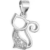 Evolution Group Playful silver Ciondolo Cat con zirconi 14037.1 crystal